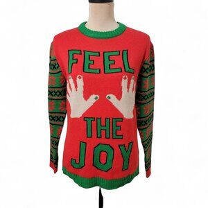 Funny / Ugly Christmas Sweater, Size M "Feel The Joy", Excellent Used Condition